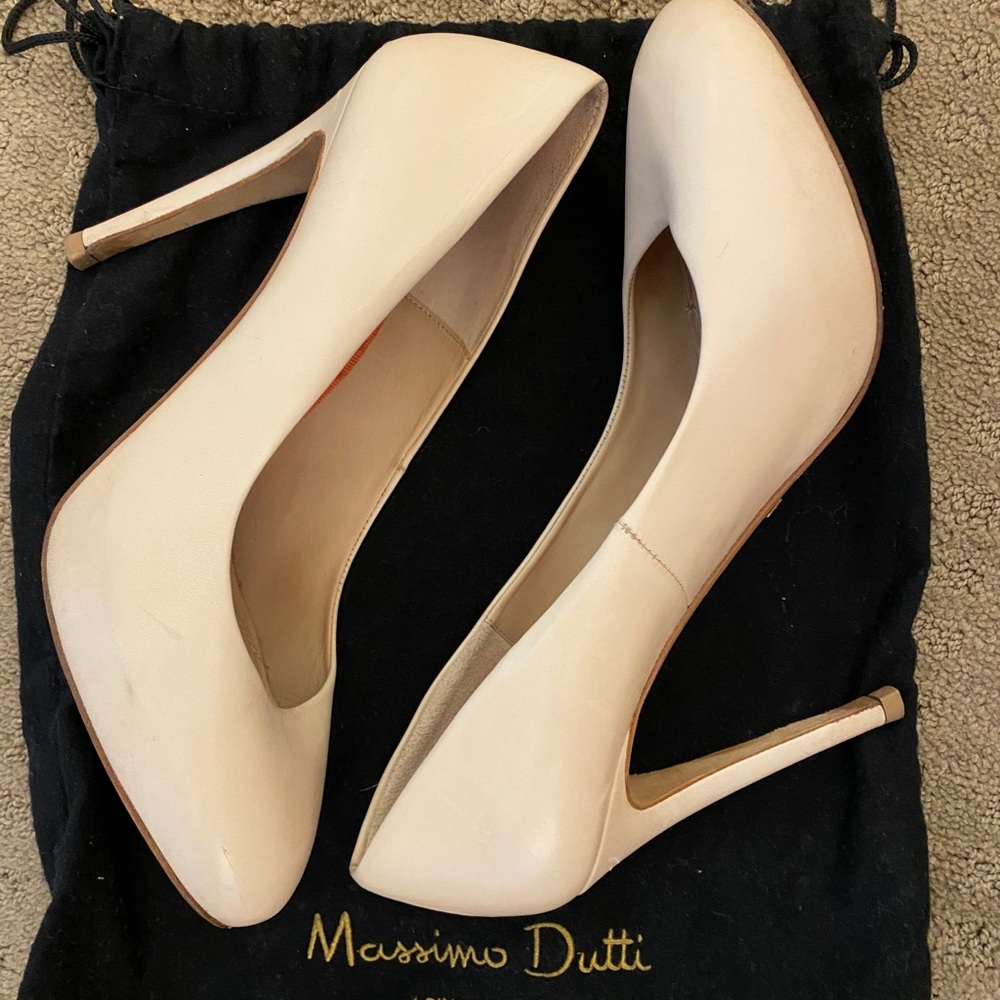 Massimo Dutti high heels- Real Leather- nude